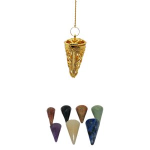 7-Piece Chakra Crystal Pendulum Set.