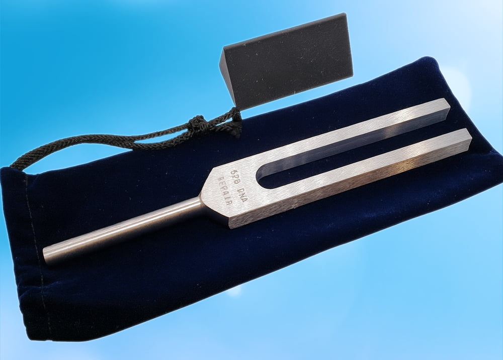 528 Hz DNA Tuning Fork with Rubber Activator and Pouch.