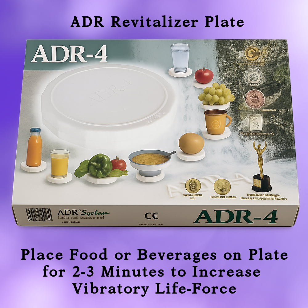ADR-4 Revitalizer Plate to fnergize and increase vitality of foods and liquids.