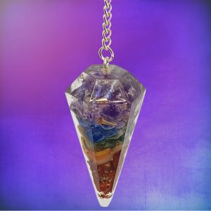 Orgone Chakra Layered Crystal Pendulum.