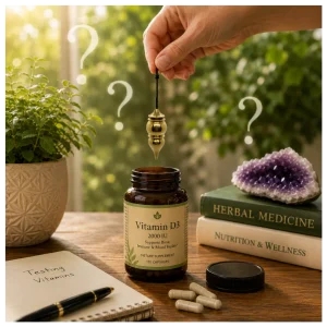 Testing a bottle of vitamins using the brass doppelmermet pendulum.