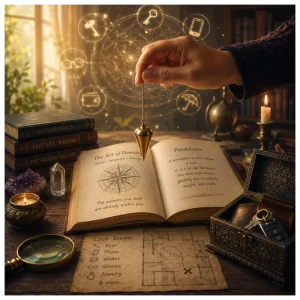 Mystical studying of dowsing.