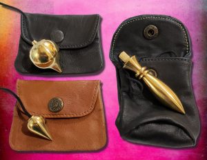 Small and Large Leather Pendulum Pouches with Pendulum.