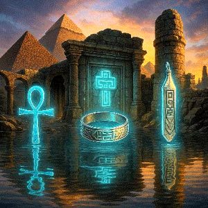 Atlantis Jewelry - Cross, Ring and Pendant.