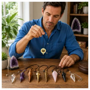 Man choosing the right pendulum.