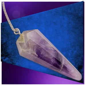 Amethyst crystal dowsing pendulum. Amethyst crystal dowsing pendulum.