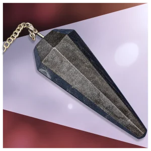 Hematite crystal pendulum. Hematite crystal dowsing pendulum.