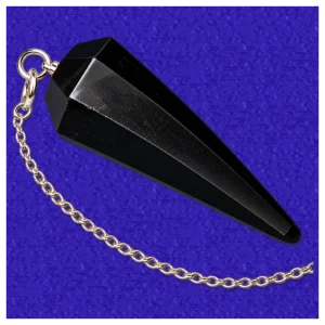 Black Obsidian Crystal Pendulum. Obsidian black crystal dowsing pendulum.