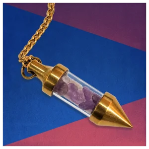 Amethyst crystal brass Pendulum Amethyst crystal brass dowsing pendulum.