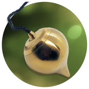 Abbe mermet brass pendulum with witness chamber. Abbe Mermet Brass Pendulum with Witness Chamber.