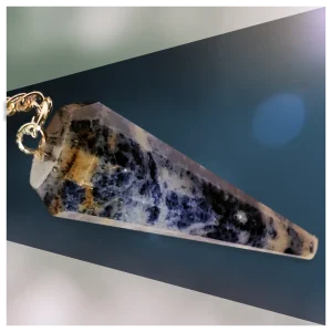 Sodalite Crystal Pendulum Sodalite crystal dowsing pendulum.